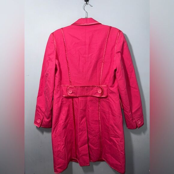 Banana Republic Barbie pink cotton blend trench coat with satin piping Large EUC - Picture 8 of 10